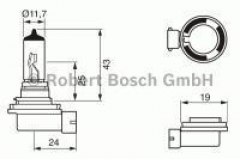 Лампа автомобильная Bosch 1987302084 H11 12V 55W для FORD FUSION (JU_) 1.4 LPG 2010-2012, код двигателя UTJA, V см3 1388, КВт59, Л.с.80, Бензин/автогаз (LPG), Bosch 1987302084